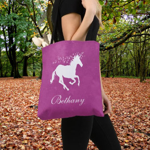 Magenta Unicorn Personalisiert Tote Bag Tasche