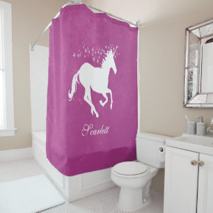 Magenta Unicorn rideau de douche personnalisée
