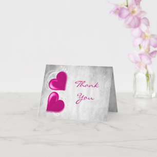 Magenta Valentine Hearts Carte de remerciements