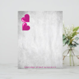 Magenta Valentine Hearts Feuille de papier personn