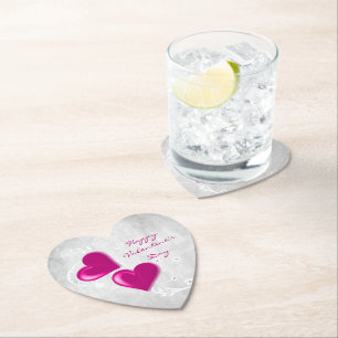 Magenta Valentine Hearts Paper Untersetzer
