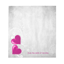Magenta Valentine Hearts Personalisiert Notepad Notizblock