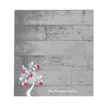 Magenta Valentine Hearts Tree Personalisiert Notep