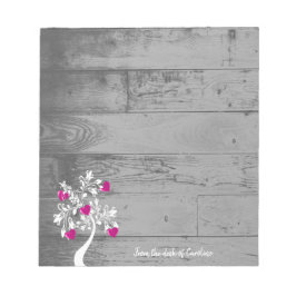 Magenta Valentine Hearts Tree Personalisiert Notep Notizblock