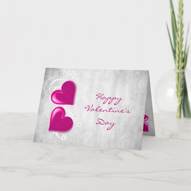 Magenta Valentine Herz Grußkarte Karte (Vorderseite)