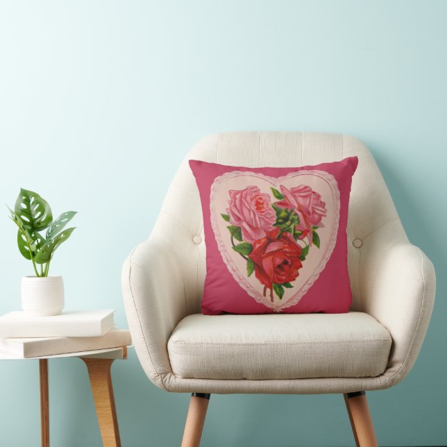 Magenta Vintage Rose Herzstück Kissen (Stuhl )