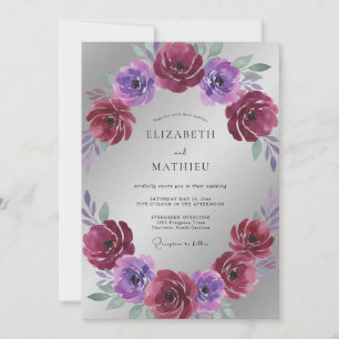 Magenta Violette Ranunkel Eukalyptus Hochzeit Einladung
