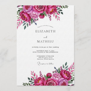 Magenta Vivid Bloom Hochzeit Einladung