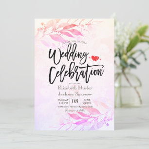Magenta-Wasserfarben-Blumen-Blumen-Botanische-Hoch Einladung