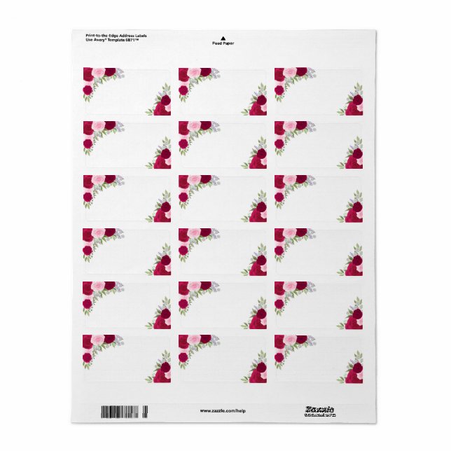 Magenta Watercolor Rose Blank DIY Wedeladresse Adressaufkleber (Vorne)
