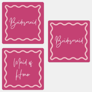 Magenta Wavy Bridesmaid & Maid of Honor Étiquettes