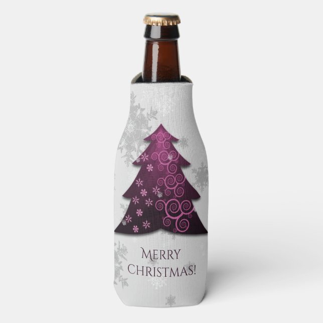 Magenta Weihnachtsbaum Flasche Cooler Flaschenkühler (Flaschenvorderseite)