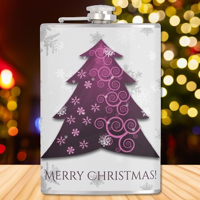 Magenta Weihnachtsbaumflasche Flachmann (Magenta Festive Christmas Tree Flask)