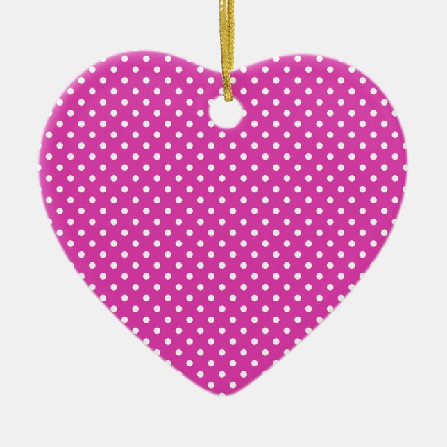 Magenta, weiße Polka-Punkte Keramikornament (Vorne)