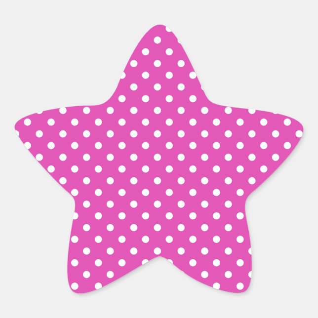 Magenta, weiße Polka-Punkte Stern-Aufkleber (Vorderseite)