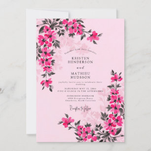 Magenta Whimsical Hochzeit im Frühling Einladung