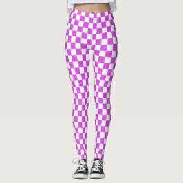 Magenta & White Checkered Spandex Leggings