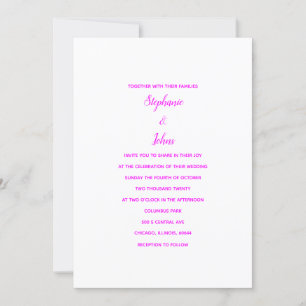 Magenta White Classic Minimal 2024 Elegante Weddin Einladung