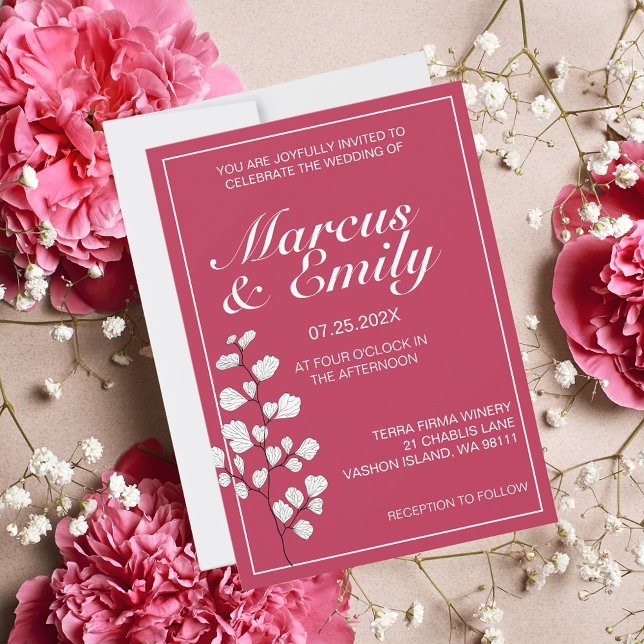 Magenta & White Floral Trendy Wedding Einladung (Von Creator hochgeladen)