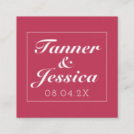 Magenta & White Minimalistisch Wedding Details QR  Quadratische Visitenkarte