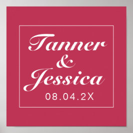 Magenta & White Minimalistisch Wedding Sign Print Poster