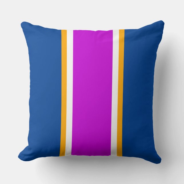Magenta White Yellow Racing Stripes Kissen (Vorderseite)
