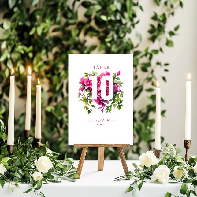 Magenta Wild Rose Wedding Tischnummer (Von Creator hochgeladen)