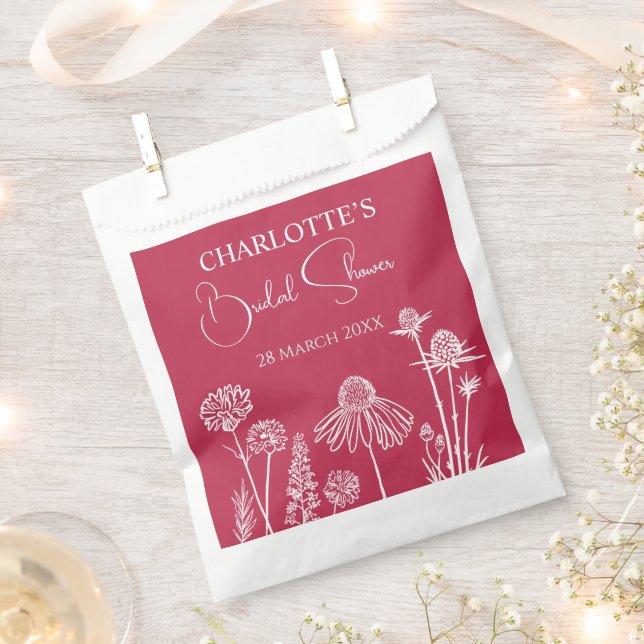 Magenta Wildblumen gezeichnet Geschenktütchen (Ausgeschnitten)
