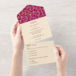 Magenta Winter Night Wedding All In One Einladung