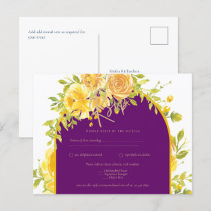 Magenta Yellow Roses Plum Lila Goldhochzeit Postkarte