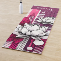 Magenta-Yoga-Matte mit Lotus-Blume