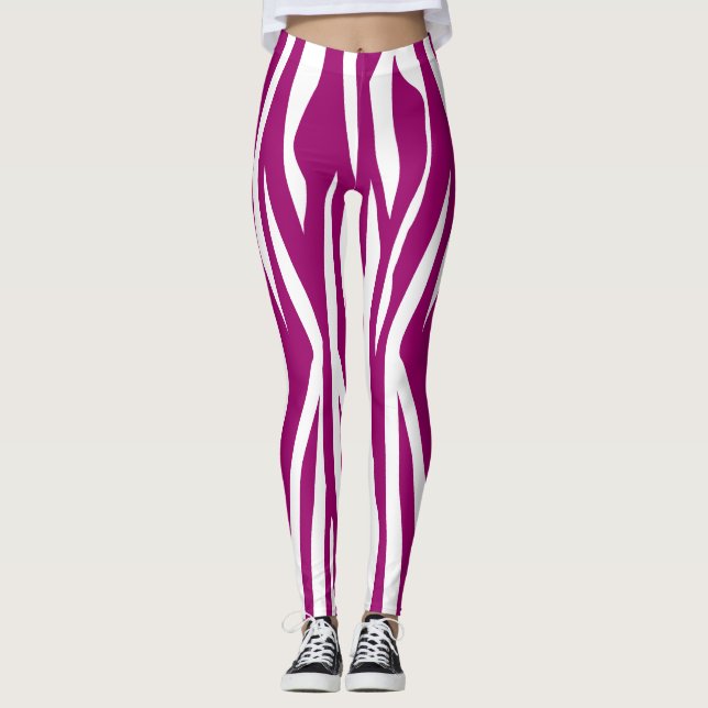 Magenta Zebra Print Leggings (Vorderseite)