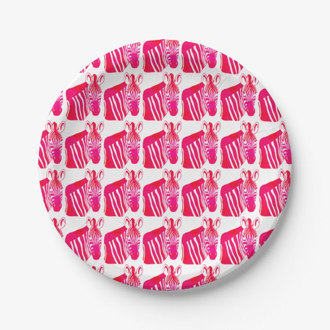 Magenta Zebras Pappteller (Vorderseite)
