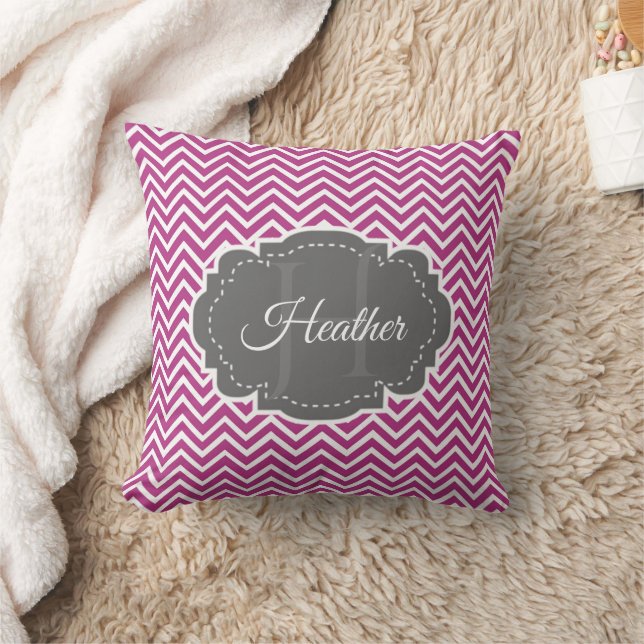 Magenta Zickzack Personalisiertes Throw Kissen (Decke)