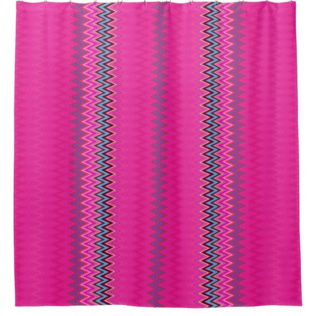 Magenta Zigzag Duschvorhang (Vorderseite)