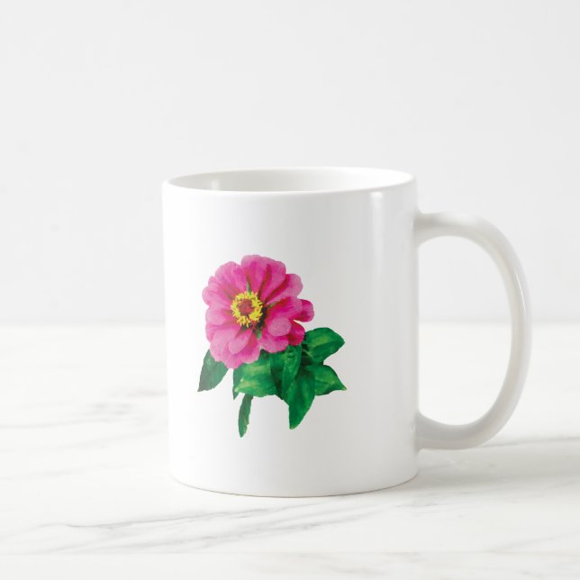 Magenta Zinnia mit Blätter Kaffeetasse (Rechts)