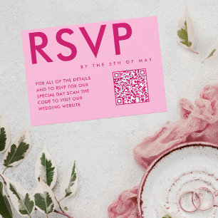 Magentafarbene, fette und moderne Antwort-Beilagek RSVP Karte