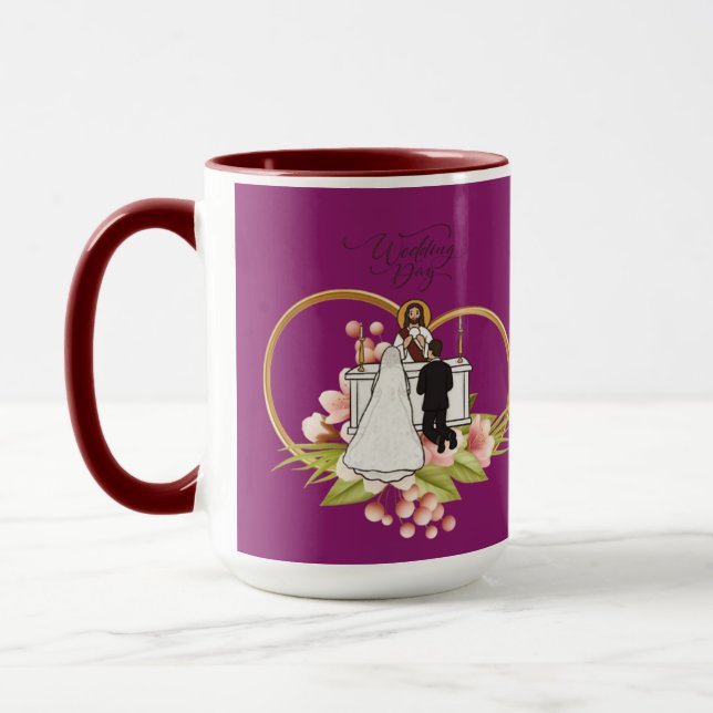 Magentafarbene verschlungene Herzen Tasse (Links)
