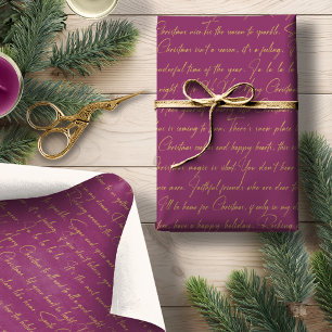 MagentaGold Weihnachtstypografie-Muster#36 ID1009 Geschenkpapier