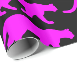 Magentarote Cougar-Silhouette Geschenkpapier
