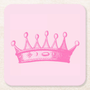 Magentarote Prinzessin Crown auf rosa Hintergrund Rechteckiger Pappuntersetzer