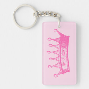 Magentarote Prinzessin Crown auf rosa Hintergrund Schlüsselanhänger