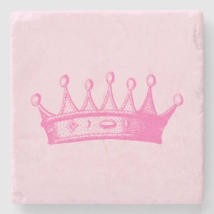 Magentarote Prinzessin Crown auf rosa Hintergrund Steinuntersetzer