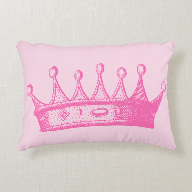 Magentarote Prinzessin Crown auf rosa Hintergrund Zierkissen (Vorderseite)