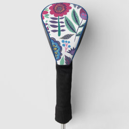Magentarote Volkskunst-Blumenmuster Golf Headcover