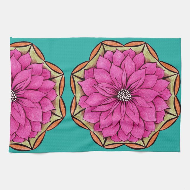 MAGENTAROTER POINSETTIA Entwurf Geschirrtuch (Horizontal)