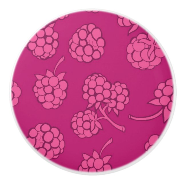 Magentarotes Beeren-Muster Keramikknauf (Vorderseite)