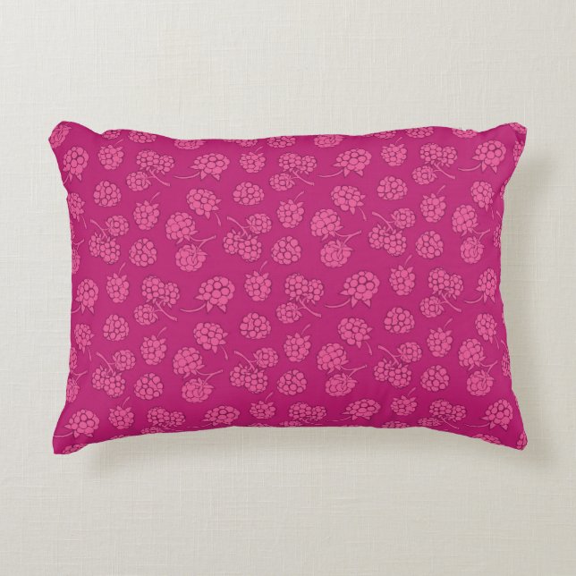 Magentarotes Beeren-Muster Zierkissen (Vorderseite)