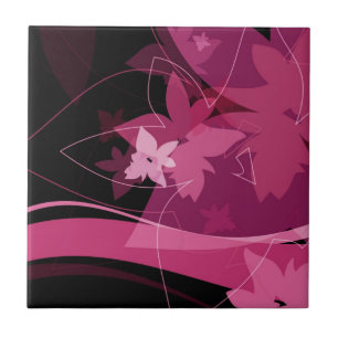 Magentarotes Blumenmuster Fliese