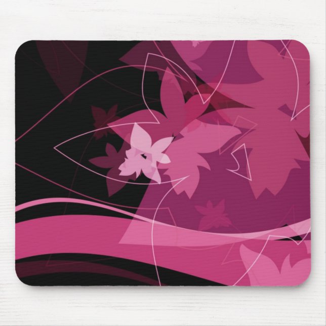 Magentarotes Blumenmuster Mousepad (Vorne)